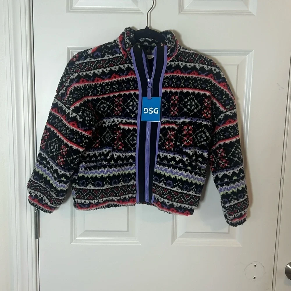 DSG Cozy Fleece Full Zip Girls Funky Flair Isle Multiple Sizes Small and XL